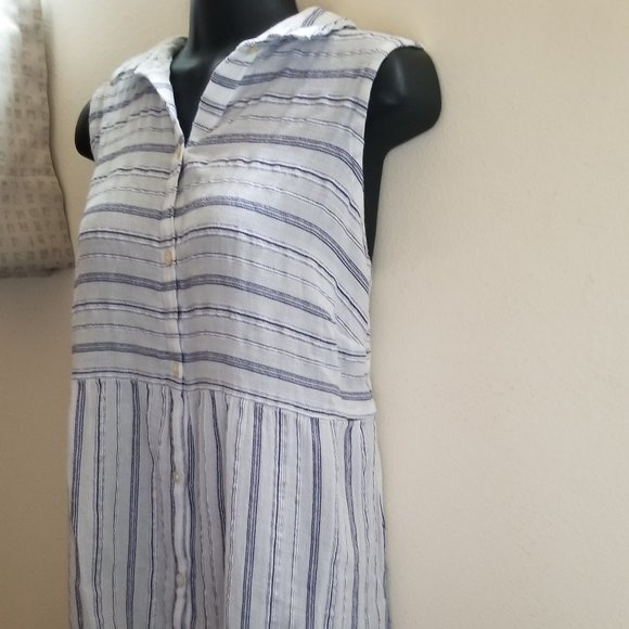 J.Jill White Blue Striped Button Down Tank Top - Picture 6 of 6